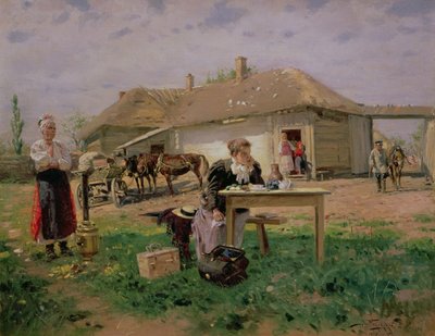 Llegada de una maestra de escuela al campo, 1897 de Vladimir Egorovic Makovsky